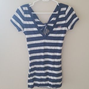 Navy blue and white striped top
